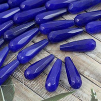 Jadeit kropla fasetowana kobaltowa 30x10mm