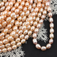 Perła słodkowodna różowa oliwka 6-10mm [sznur 35cm]