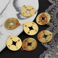 Zawieszka róża wiatrów stal szlachetna pozłacana 15mm