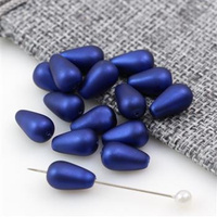 Koralik szklany velvet kropla granatowa 12x7mm [6szt]