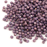 Fire Polish 3mm Chalk White Lila Vega Luster [40szt]