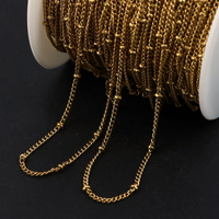 Łańcuszek ankier z kuleczkami stal szlachetna pozłacana [1 metr]