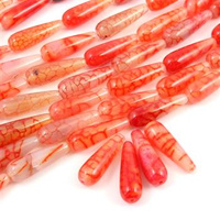 Agat wężowy pomarańczowy kropla gładka 30x10mm