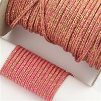 Sznurek sutasz POLSKI 3mm melanż różowy + złoty [1metr]