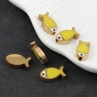 Przekładka emaliowana stal szlachetna ryba pozłacana/żółta 14x7mm