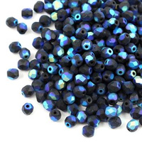 Fire Polish 4mm Jet AB Matte [20szt]
