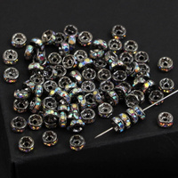 Przekładka oponka z cyrkoniami black/crystal AB 5mm [10szt]