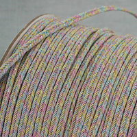 Sznurek sutasz prążkowany 4mm metalizowany tęczowy [1metr]