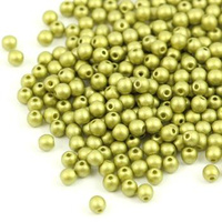 Round Beads Alabaster Metallic Lime 3mm [50szt]