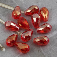 Kryształek szklany kropla fasetowana czerwona luster AB 15x10mm