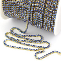 Taśma ozdobna cyrkoniowa gold/light sapphire 3mm [50cm]