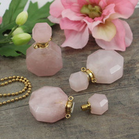 Kwarc różowy zawieszka perfumetka z odkręcanym korkiem 34x20mm