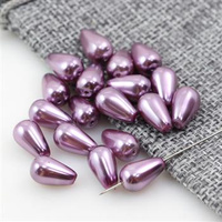 Koralik szklany perłowa kropla fioletowa 12x7mm [6szt]