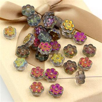 Szklane kwiatki 8mm tęczowe [20szt]