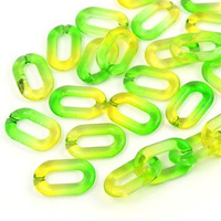 Akrylowe ogniwo do tworzenia łańcuszka żółto-zielone 30x20mm