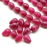 Jadeit kropla fasetowana rubinowa 12x8mm