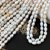 Perła słodkowodna beżowa oliwka 7x5mm [sznur 33cm]