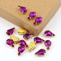 Kaboszon w oprawie łezka fasetowana fioletowa 13x8mm