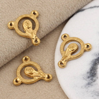 Łącznik medalik do różańca stal szlachetna pozłacana 18x16mm