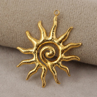 Zawieszka słońce stal szlachetna pozłacana 40x33mm