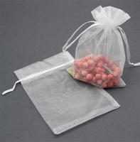 Woreczek z organzy biały 16x13cm