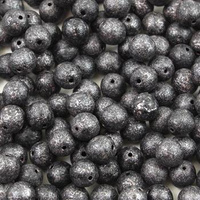 Round Beads Jet Silver Patina Etched 8mm [10szt]