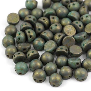 CzechMates Cabochon 7mm Copper Picasso Turquoise [10szt]