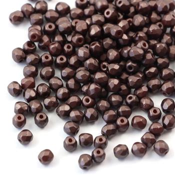 Fire Polish 3mm Alabaster Pastel Dark Brown [40szt]