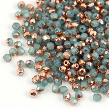 Fire Polish 3mm Aqua Opal Capri Gold [40szt]