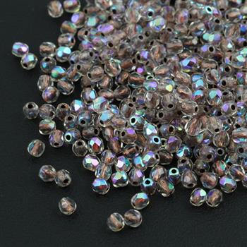 Fire Polish 3mm Crystal Copper Lined AB [40szt]