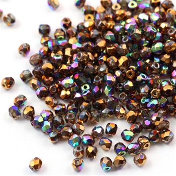 Fire Polish 3mm Crystal Glittery Bronze [40szt]