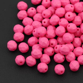 Fire Polish 6mm Fuchsia Neon Silk Matted [20szt]