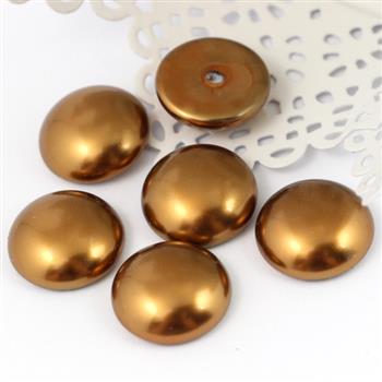 Glass Pearl Cabochon Brass Gold 18mm