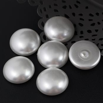 Glass Pearl Cabochon Bright White 18mm