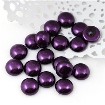 Glass Pearl Cabochon Purple 12mm