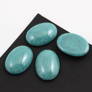 Kaboszon szklany Opaque Turquoise - Blue Luster owal 25x18mm