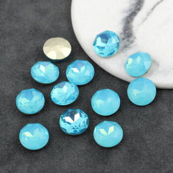 Kaboszon szklany moneta stożkowa fasetowana chaton Opal Turquoise 10mm