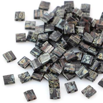 Miyuki Tila Beads 5x5x1,9mm Picasso Opaque Smoky Black [30szt]