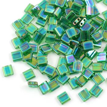 Miyuki Tila Beads 5x5x1,9mm Transparent Green AB [30szt]