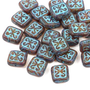 Patina Brick Beads Light Topaz Turquoise 12x11mm [1szt]