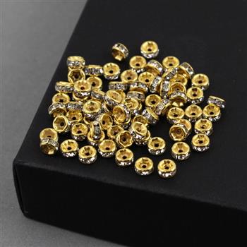 Przekładka oponka z cyrkoniami KC gold/crystal 4mm [10szt]