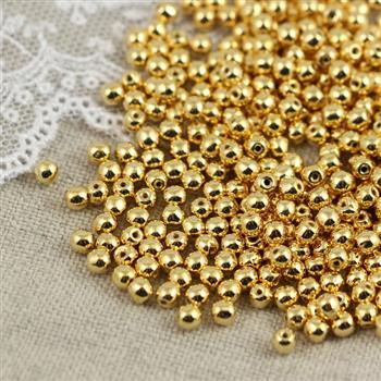 Round Beads 24kT Gold Plated 3mm HQ [50szt]