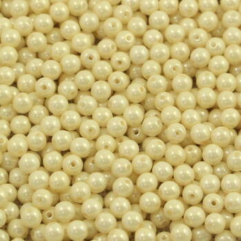 Round Beads Chalk White Cream Luster 4mm [50szt]