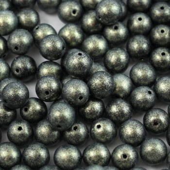 Round Beads Jet Polychrome Dark Olive 8mm [10szt]