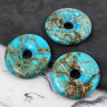 Zawieszka jaspis lazurowe wybrzeże donut niebieski 40mm
