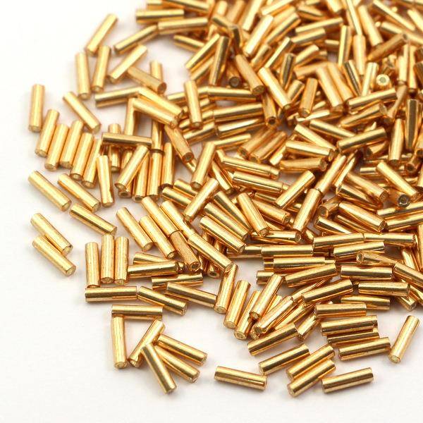 7.5 Grams of Miyuki Gold Silver-Lined 6mm Bugle Beads-BUGLE