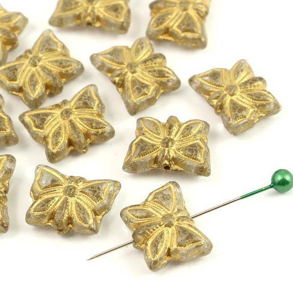 Butterfly Beads Crystal Gold 15x12mm