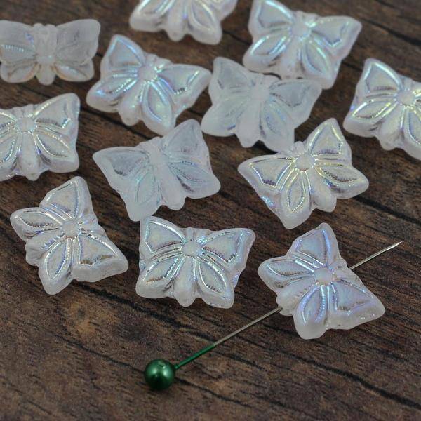 Butterfly Beads Crystal Matted AB 15x12mm