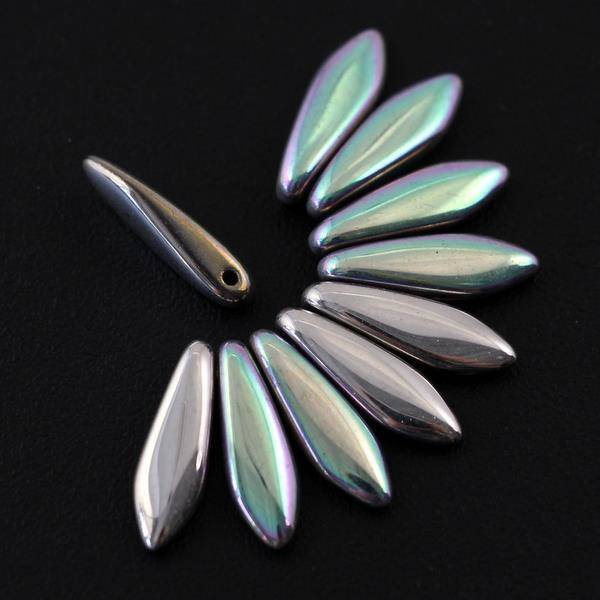 Dagger Crystal Glittery Silver 5x16mm [10szt]