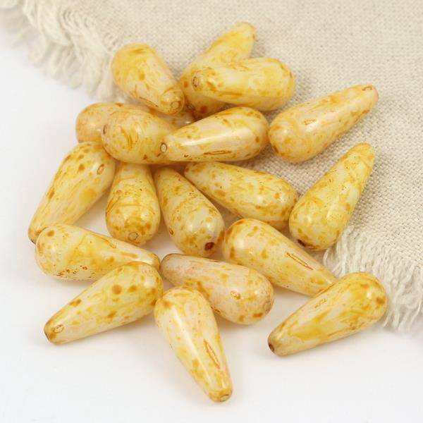 Drop Beads Alabaster Travertine 20x9mm